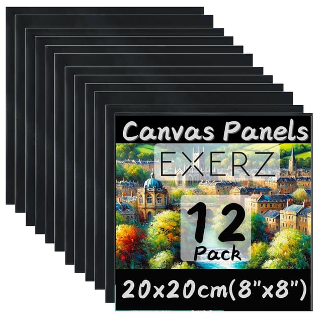 Exerz Schwarze Leinwand 20x20cm, 12er-Set Malkarton