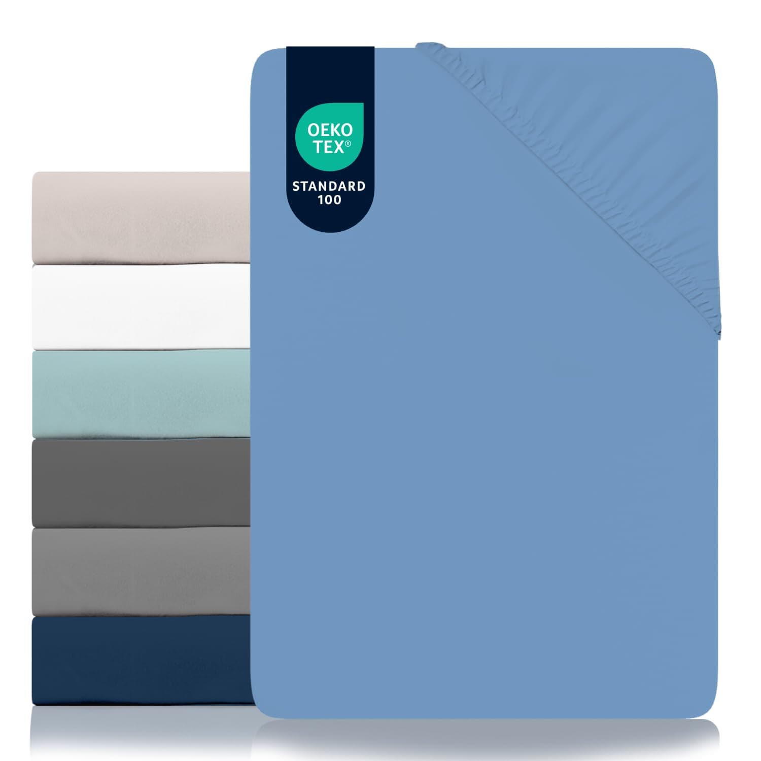 Dreamzie - Spannbettlaken 80x200cm - Mikrofaser Oeko TEX Zertifiziert - 100% Polyester - Spannbetttuch 80x200 Kinder - Coelinblau 80 x 190/200 cm Blau 🛏️