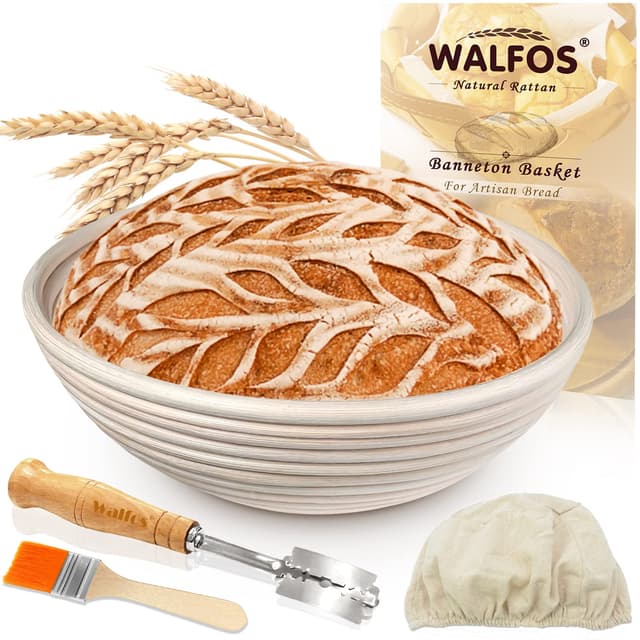 Walfos Gärkorb Set - Rundes Gärkorb zum Brotbacken 23 CM 🍞🥖