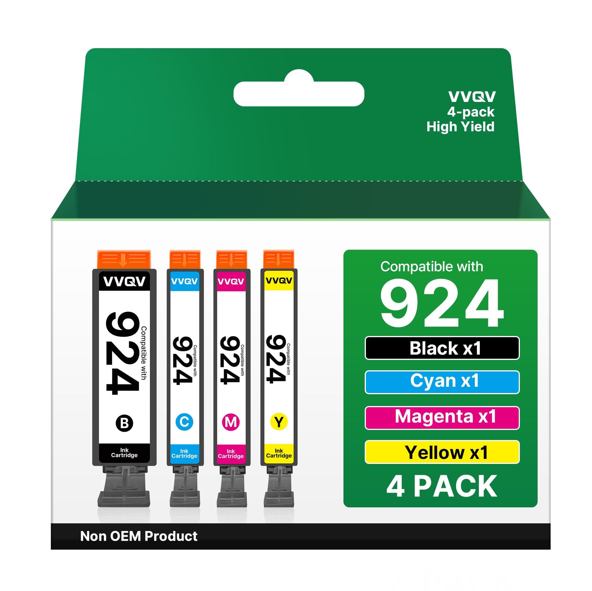 🎉 Super Deal! VVQV 924 Druckerpatronen Ersatz für HP 924 Patronen - 4er-Pack