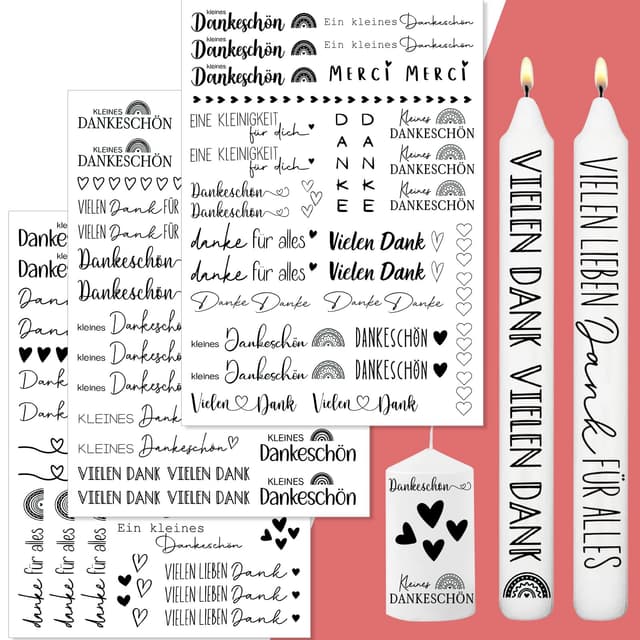 🕯️ Aoiuenok Kerzentattoos Dankeschön - 3 Stück DIN A4 Danke Kerzentattoo