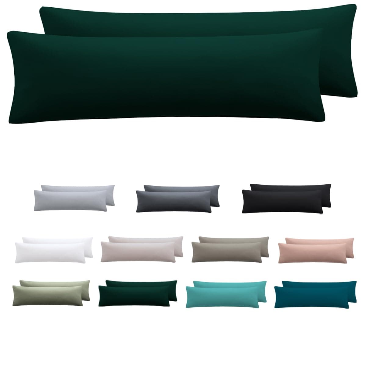 Nesture Seitenschläferkissen Bezug 40 x 145 2er Set - Kissenbezug 40x145 cm Dunkelgrün 😴🌟
