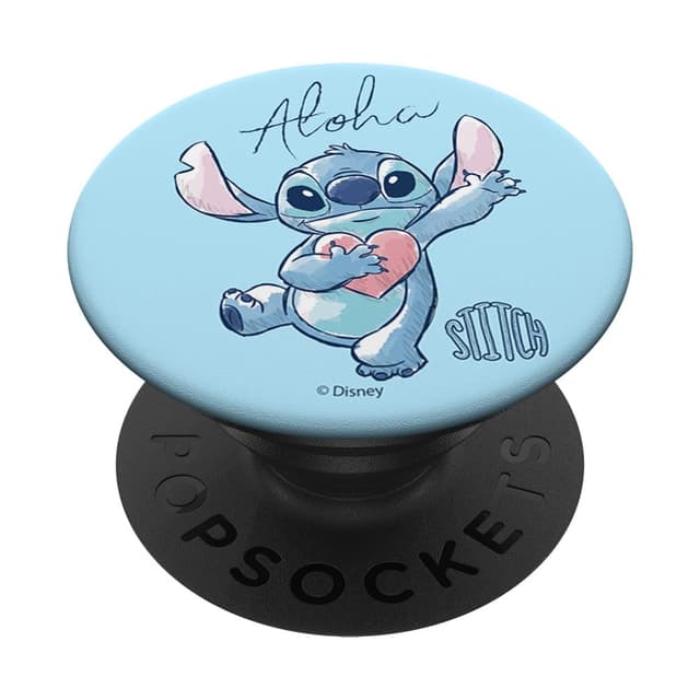 Disney Lilo & Stitch Aloha Cute Stitch Heart Sketch Logo PopSockets mit austauschbarem PopGrip Standard ❤️🌺👽