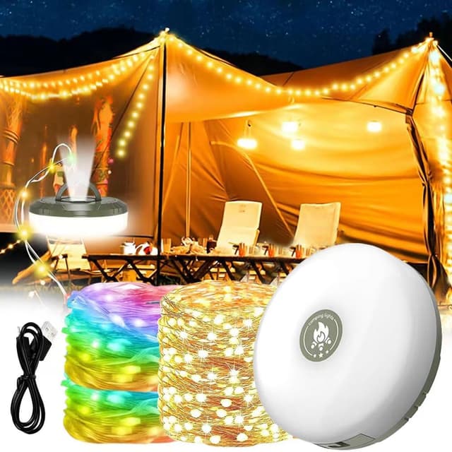 Camping Lichterkette Aufrollbar mit Alpenwolken Design 🏕️
