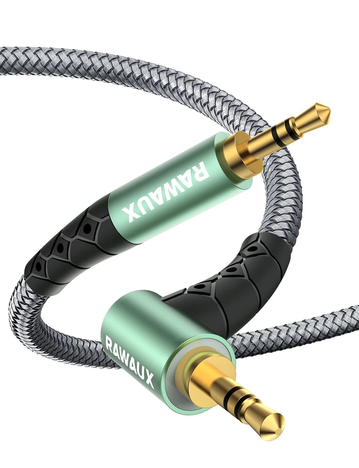 RAWAUX Aux Kabel 90 Grad Klinkenkabel 3,5mm - Grün 1 Meter 🎧🔊