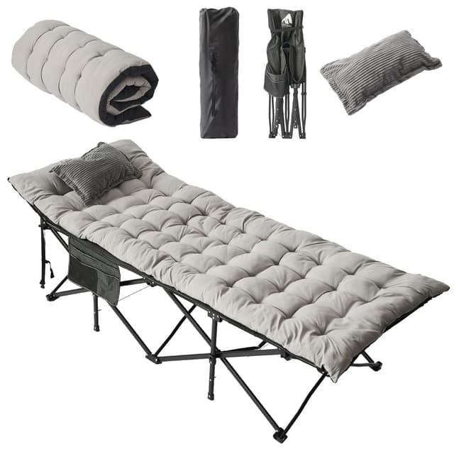 🌟 Flycoop Feldbett Klappbar mit Matratze und Kissen - Campingbett 71cm/81cm - 204 kg Tragkraft - Ideal für Outdoor-Aktivitäten 🏕️