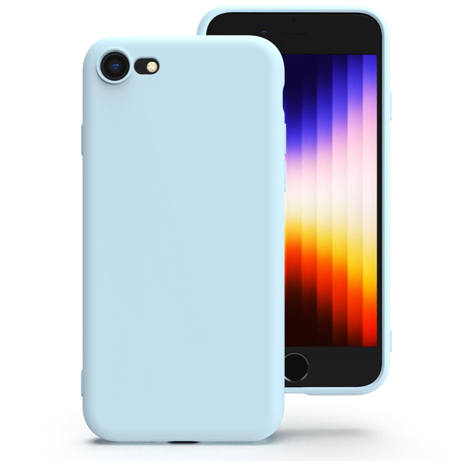 Zuvirelx Glatte Silikonhülle für iPhone SE 2020/2022, iPhone 8/7 - Eisblau