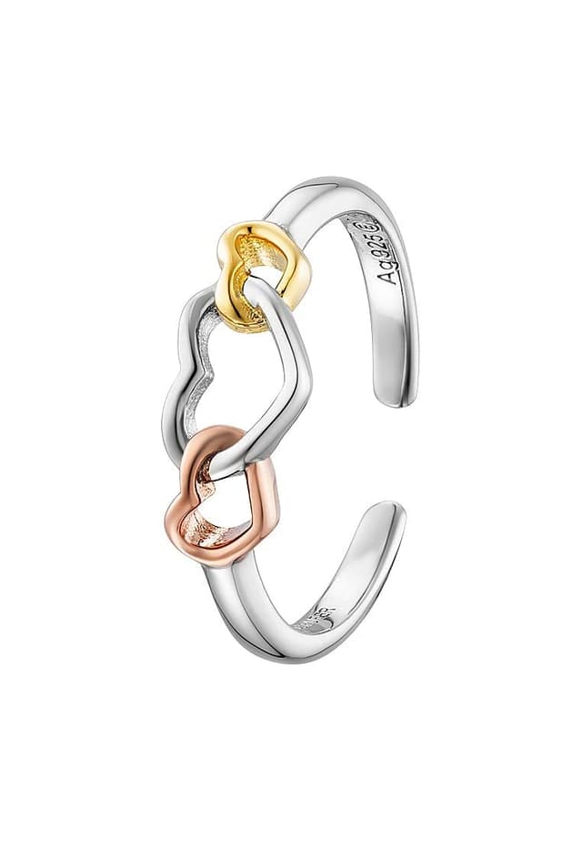 🌟 Engelsrufer Damen Ring With Love aus Sterlingsilber mit Herzsymbolen Tricolor 🌈