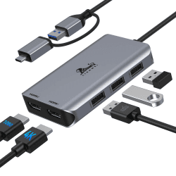 🦁 LIONWEI USB C Hub 2 HDMI, USB A auf Dual HDMI Adapter Dockingstation USB C 2 HDMI, 3 USB 2.0 Adapter Dual Monitor HDMI Splitter