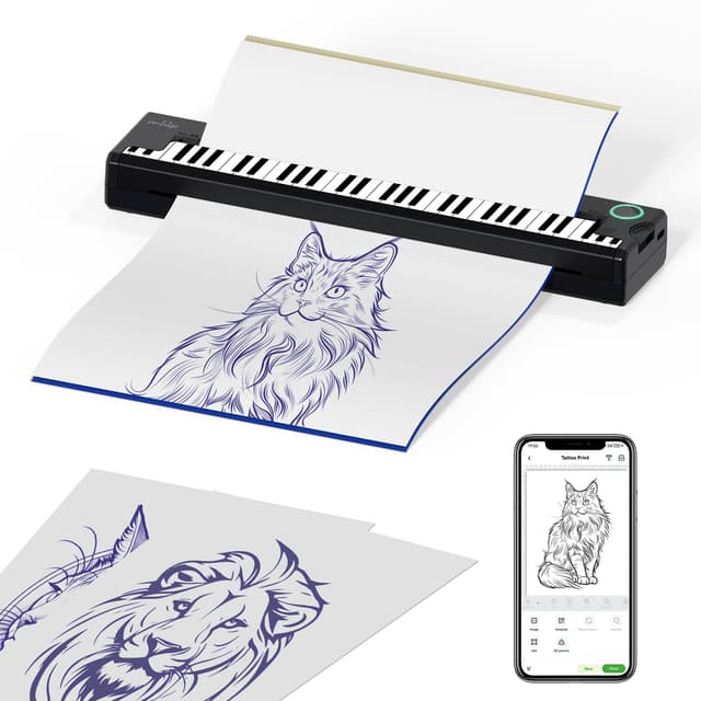🖨️ PeriPage Tattoo Maschine Schablonendrucker - Tattoo Drucker für Künstler Schwarz-3