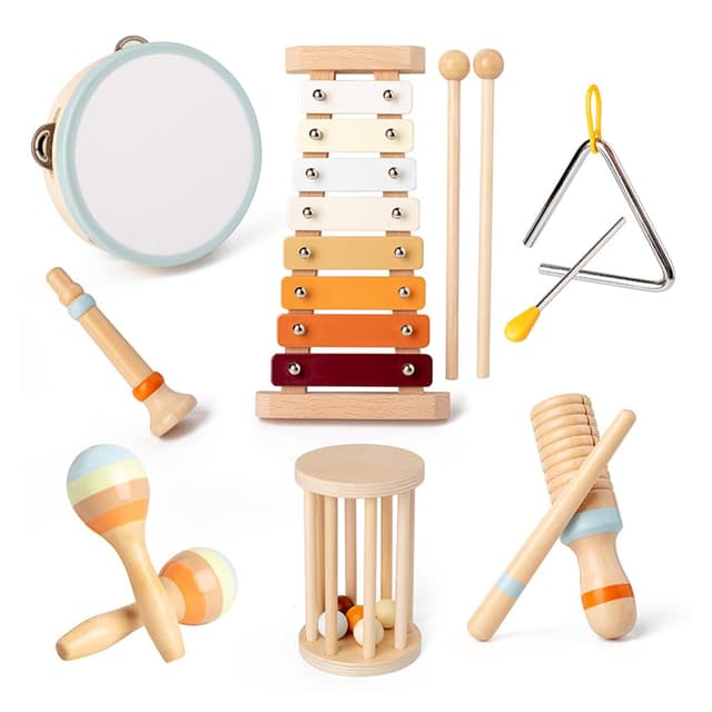 Btuty Musikinstrumente für Kinder (7 in 1) 🎶🥁🌈, 8-Tone Xylophon/Trommel/Regenmacher, Kinderspielzeug ab 3 Jahre 🎁🎉