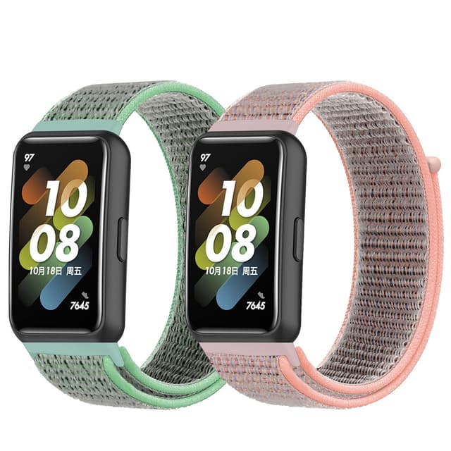Keecuty 2 Stück Armband für Huawei Band 7 - Nylon Armband Set in Grün und Rosa ❤️