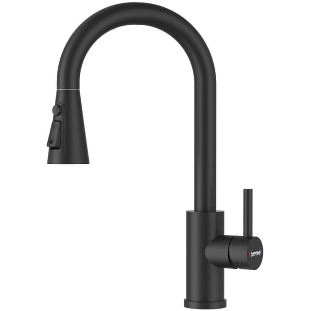 DAYONE Wasserhahn Küche Matt Schwarz mit Brause, Mischbatterie 360° Drehbar 🚰🔧