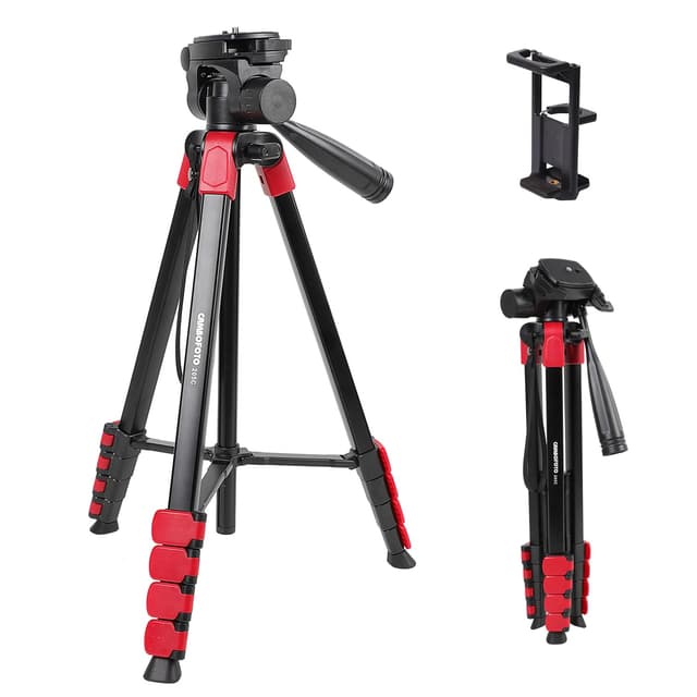 CAMBOFOTO 172cm Profi-Stativ aus Aluminium mit Clip, Tragetasche und Multigerätekompatibilität 205C rot 📸🔴