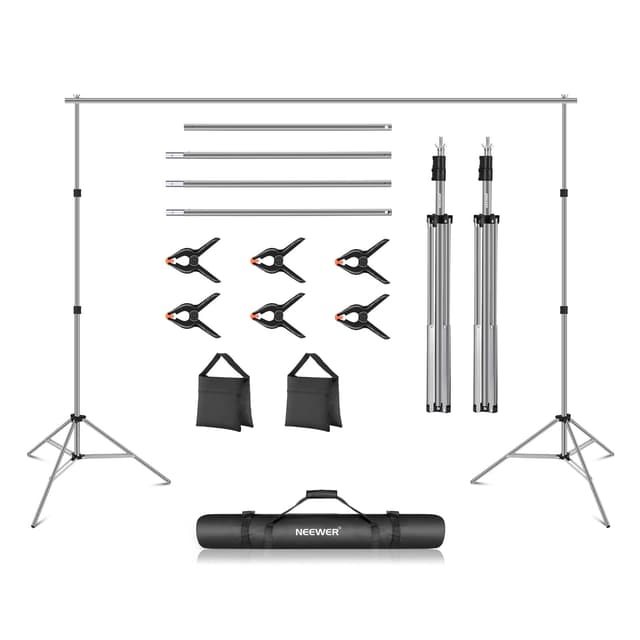 Neewer Fotostudio Kulisse Support System, 3m Wide 2m High Verstellbare Hintergrund Stand mit 4 Querstangen 6 Backdrop Klammern 2 Sandsäcke und Studio Fotografie-GRAU 📸🎉