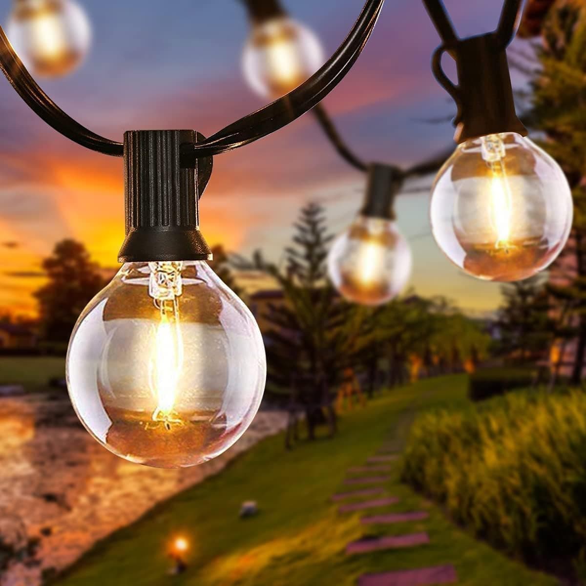 LED Lichterkette Außen mit G40 Glühbirnen 🌟 Wetterfest und Sicher 🌧️ - 6.8M