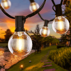 LED Lichterkette Außen mit G40 Glühbirnen 🌟 Wetterfest und Sicher 🌧️ - 6.8M