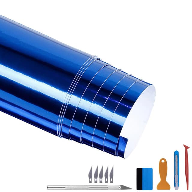 🚗🌟 Neu! Glänzende Spiegel-Chrom-Vinylfolie Aufkleber, 30x300cm blau