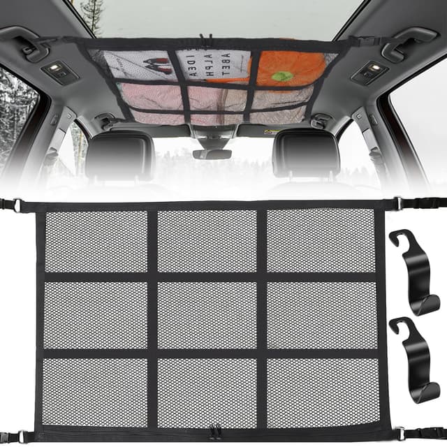 🚗🧳 Fosoloni Gepäcknetz Auto, 90 x 65 cm - Autodach Aufbewahrung Netz