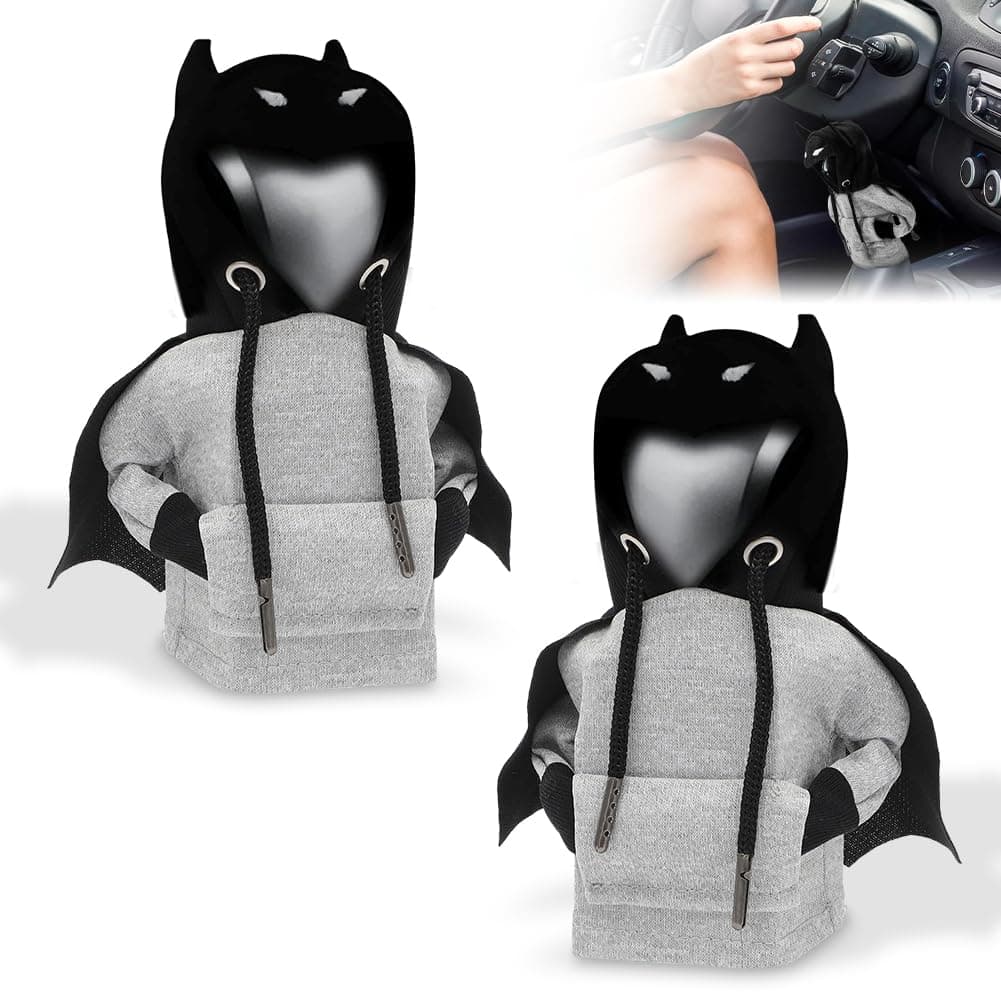 🚗 EUBSWA Auto Universal Schaltknauf Hoodie, 2 Stück Gear Schaltknüppel Abdeckung Deko, Grau 🛡️