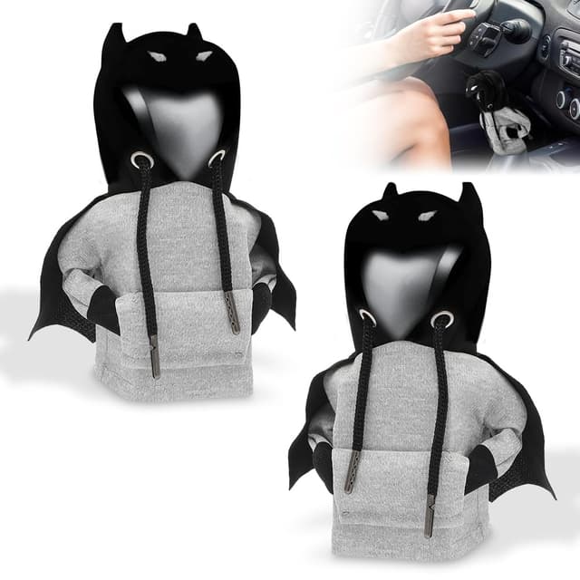 🚗 EUBSWA Auto Universal Schaltknauf Hoodie, 2 Stück Gear Schaltknüppel Abdeckung Deko, Grau 🛡️