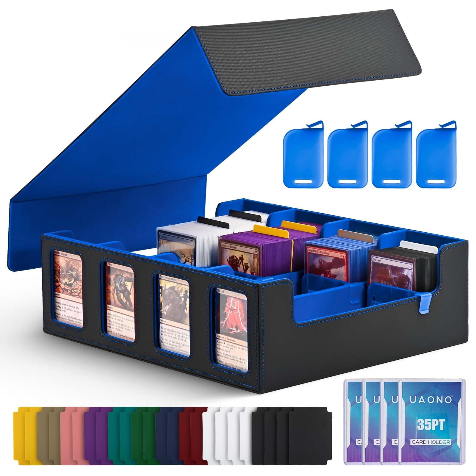 🃏 UAONO Trading Card Storage Box für Commander Display - 2400+ MTG Deck Box mit 4 Toploader, TCG Card Case 🃏