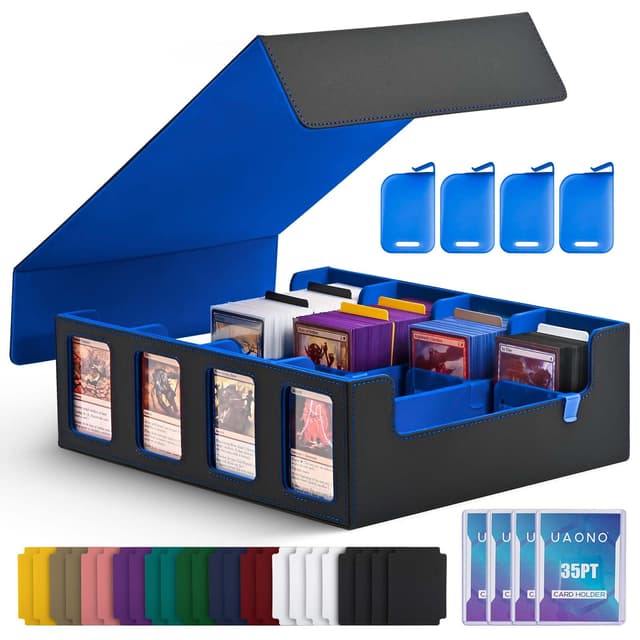 🃏 UAONO Trading Card Storage Box für Commander Display - 2400+ MTG Deck Box mit 4 Toploader, TCG Card Case 🃏