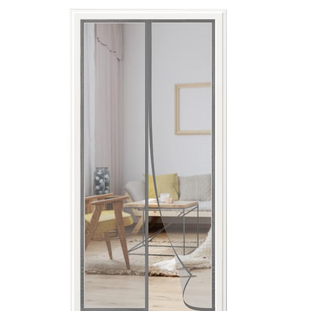 🪟🦟 Magnet Fliegengitter Balkontür 90x210 cm - Aktualisierte Version - Grau - Ohne Bohren - Ideal für Balkontür, Kellertür und Terrassentür