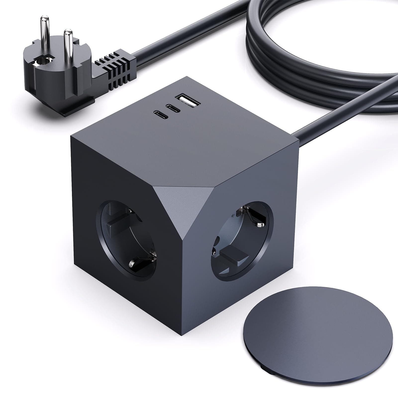 🔌🔋 PD20W Steckdosenwürfel mit USB C, 3 Fach Mehrfachsteckdose Würfel mit Magnetpad, 6 in 1 Steckdosenleiste Wandsteckdose Steckdosenadapter