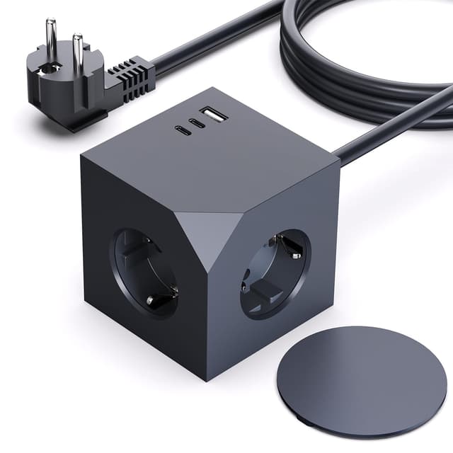 🔌🔋 PD20W Steckdosenwürfel mit USB C, 3 Fach Mehrfachsteckdose Würfel mit Magnetpad, 6 in 1 Steckdosenleiste Wandsteckdose Steckdosenadapter