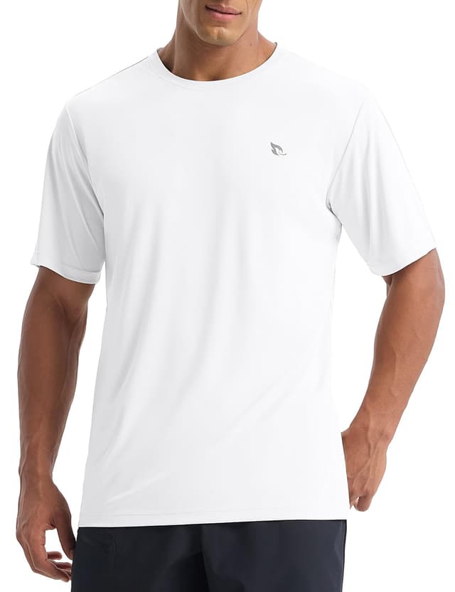 🌞🏊‍♂️ Baleaf Herren Sport T-Shirt UPF 50+ Schnelltrocknend Weiß