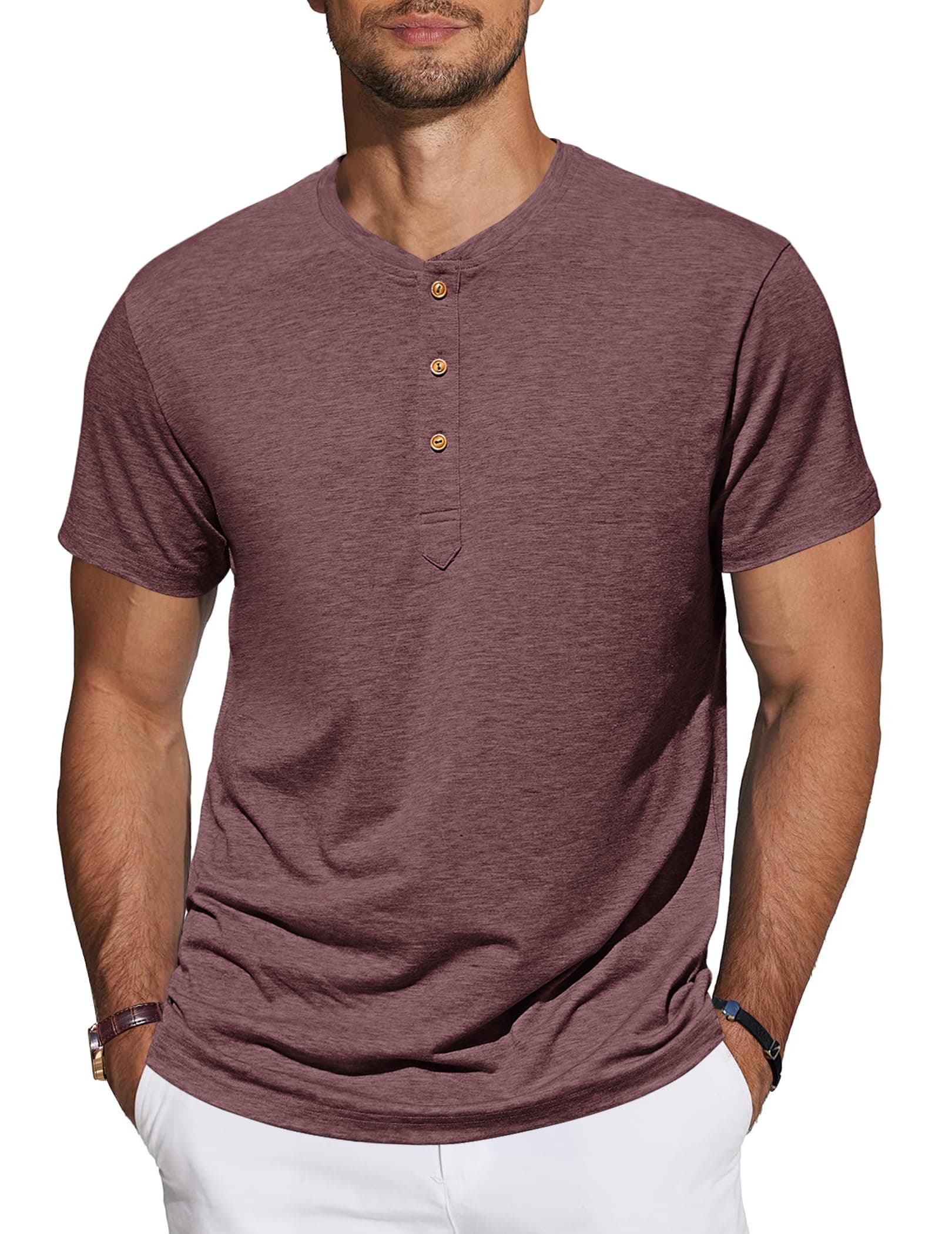👕 TARAINYA Henley Shirt Herren Baumwolle T-Shirt Kurzarm Sommer Männer
