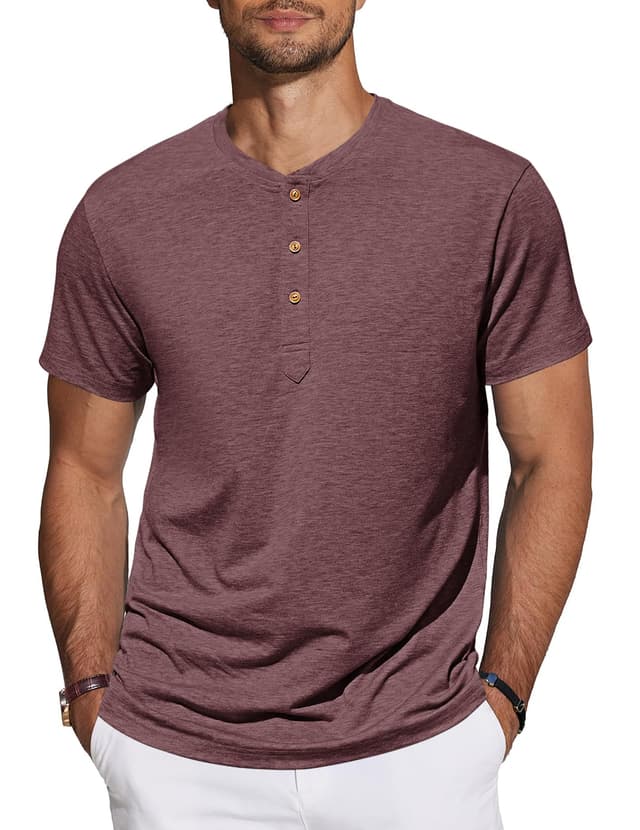 👕 TARAINYA Henley Shirt Herren Baumwolle T-Shirt Kurzarm Sommer Männer