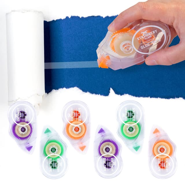 🎨 STATIONERY ISLAND 6 Stück Kleberoller | 10m x 8mm Fotokleber Klebemaus