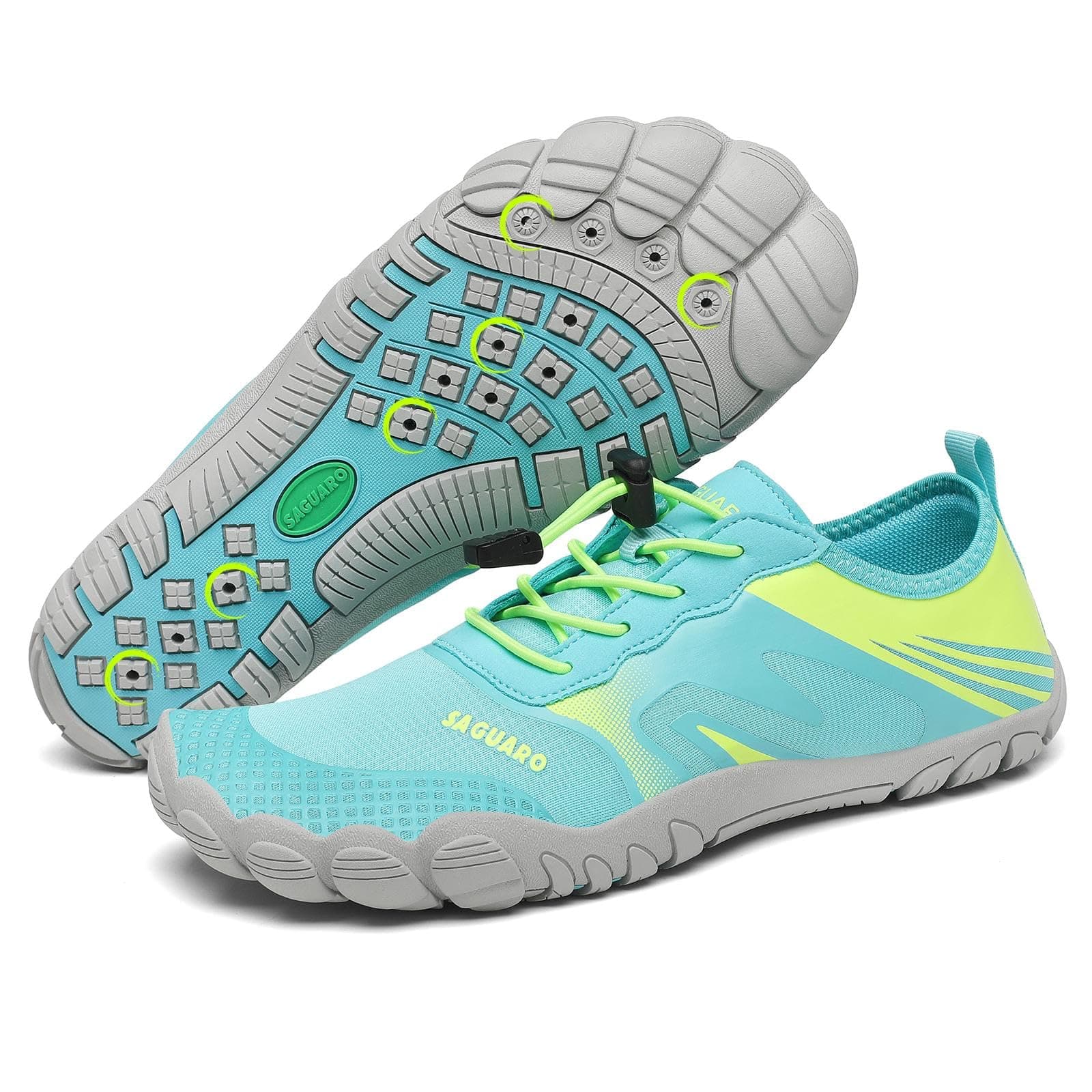 SAGUARO Badeschuhe Damen Aquaschuhe Herren Slip On Atmungsaktiv Schnelltrocknend Wasserschuhe Outdoor Sommer Unisex 39 EU Türkis 🌊👟