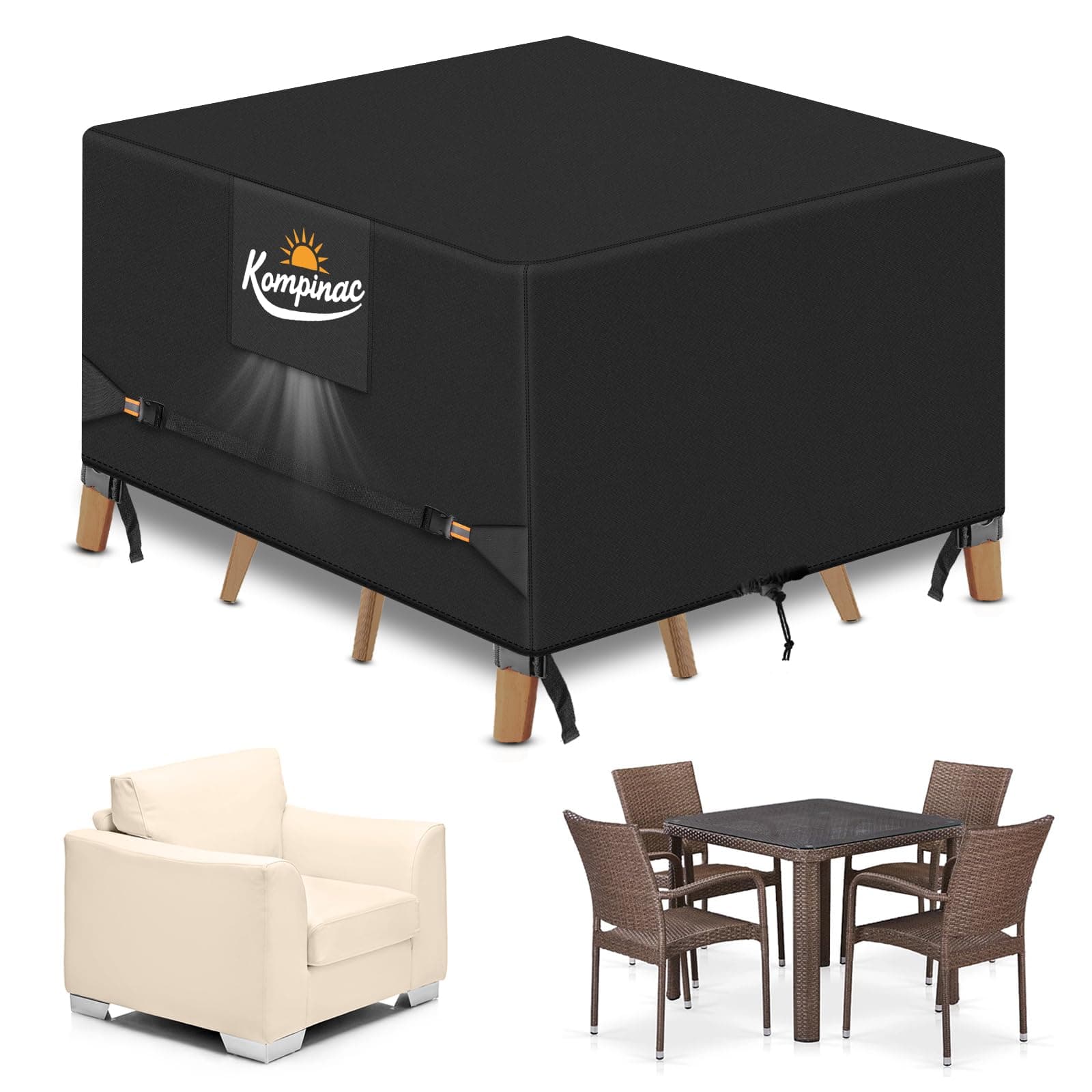 🌿🛋️ Gartenmöbel Abdeckung 900D Oxford-Gewebe Schwarz 135x135x74cm