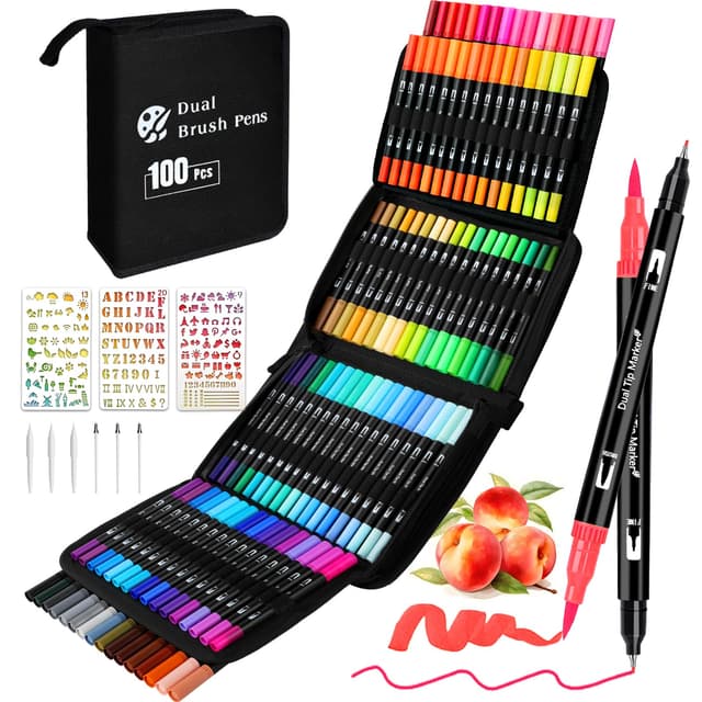 PITMT Dual Brush Pen Set, 100 Farben Filzstifte Set 🎨