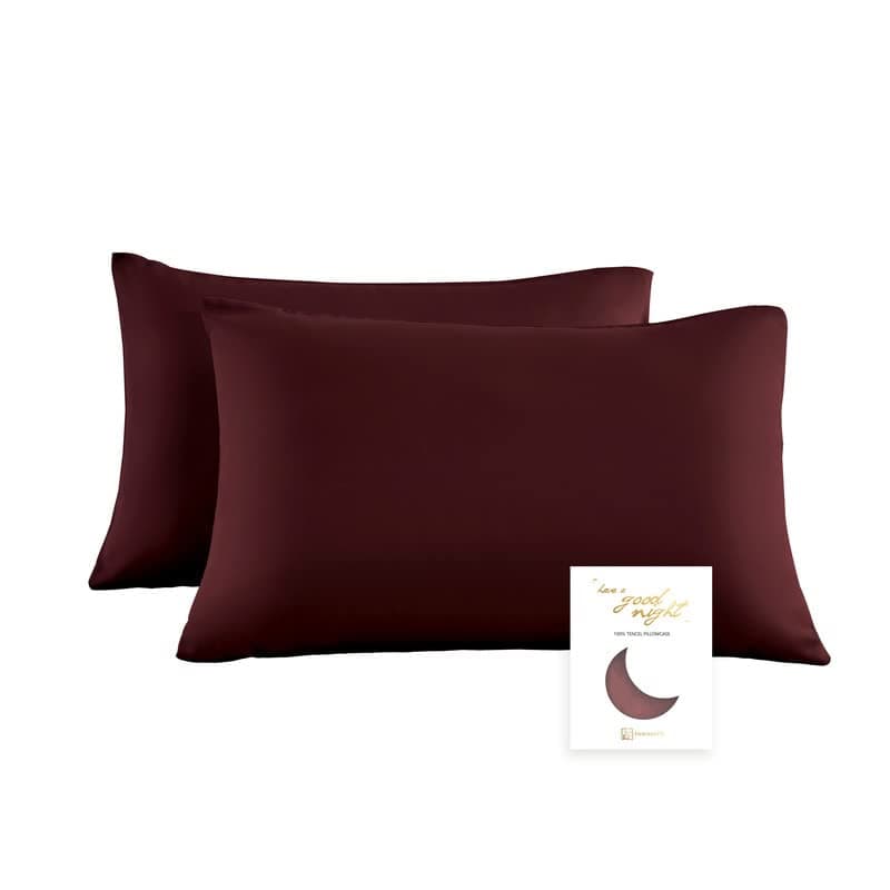 Townssilk Doppelseitig 100% Reiner Tencel Kissenbezug, High-End Luxus, 2-teilig - Claret 40x70cm
