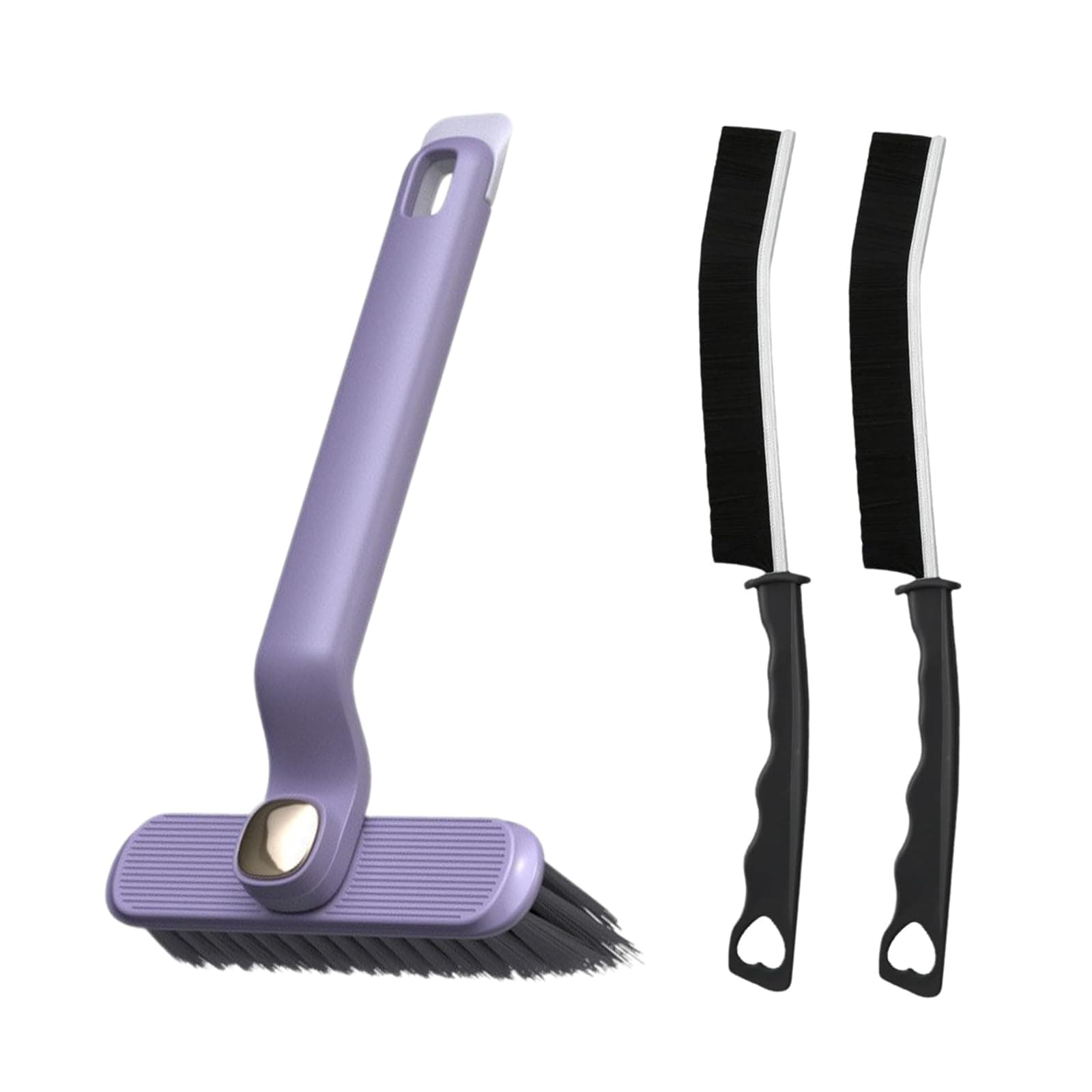 🧼🪣 Fugenbürste, Counius 3 Stück Hartborsten Eckenreinigungsbürste, Reinigungsbürste Set, Multifunktionale Lückenreinigungsbürste - Violett 🪣🧼