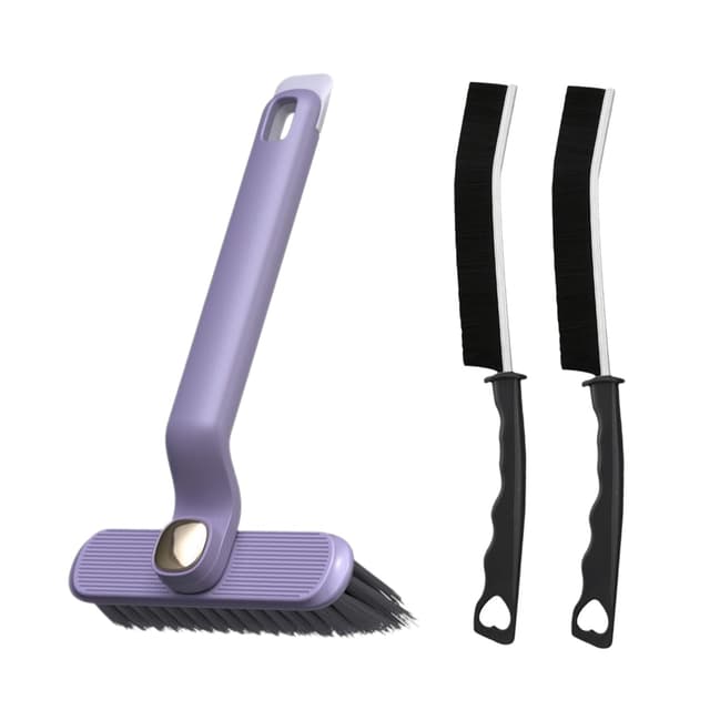 🧼🪣 Fugenbürste, Counius 3 Stück Hartborsten Eckenreinigungsbürste, Reinigungsbürste Set, Multifunktionale Lückenreinigungsbürste - Violett 🪣🧼