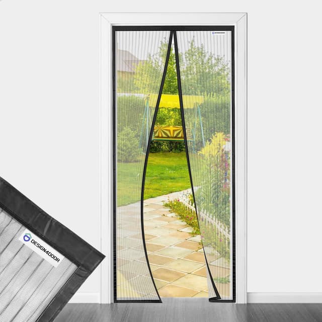 🦟🚪 Fliegengitter Tür 85x235cm, design4door Fliegengitter Balkontür Schwarz