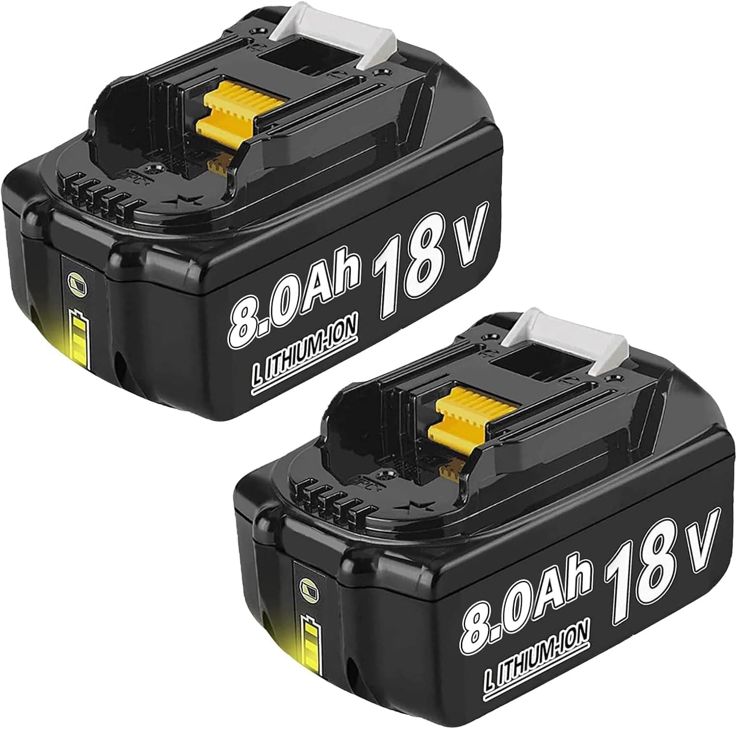 2 Stück 8,0Ah/8000mAh Ersatzakku für Makita Akku 18V BL1860B BL1850B BL1850 BL1840 BL1830 BL1860 BL1835 BL1845 BL1820B mit LED Werkzeugakku