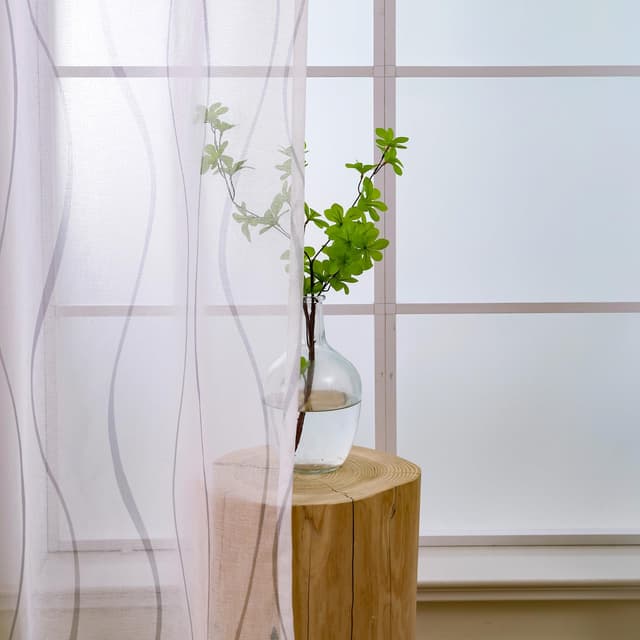 🌟 L.Z.E Vorhänge Weiß Grau für Wohnzimmer 🏡 2er Set Leinenoptik Schals Modern 225 cm Lang Wellenmuster - Grau H225 x B140 cm (2er Pack) 🪞