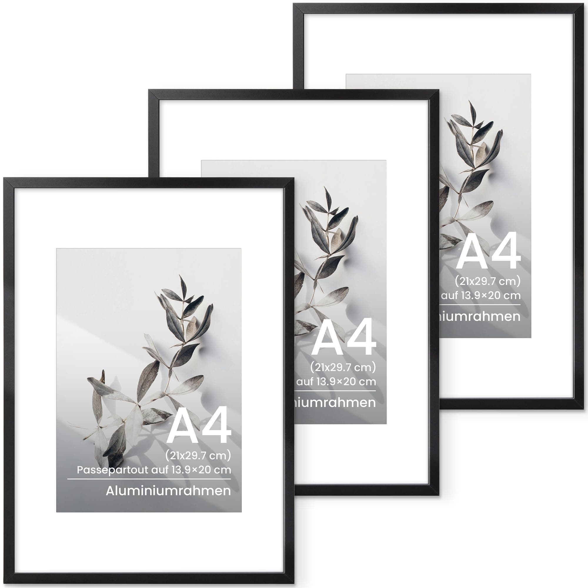 🖼️🌟 Feihorrm Bilderrahmen, Aluminium A4 21x29,7 cm Fotorahmen (Schwarz, 3x)
