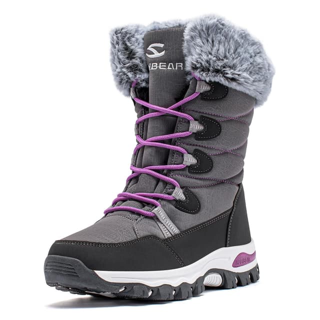🌨️👢 CLYCTIP Warm Gefüttert Winterschuhe Damen Schneestiefel Wasserdicht Outdoor Trekking Wanderschuhe Gr. 37-42 37 EU Grau - 50% Rabatt!
