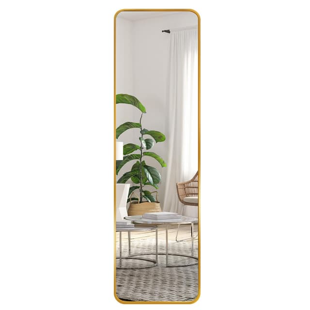 EXYGLO 120 x 35 cm Wandspiegel Ganzkörperspiegel mit Goldenem Metallrahmen