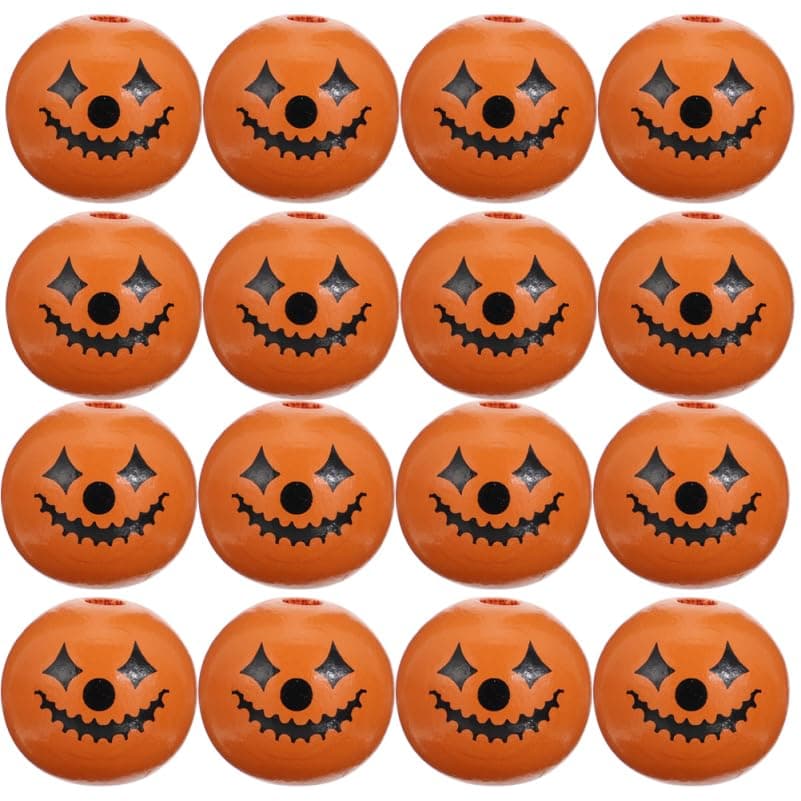 COHEALI 50 Stück Holzperlen Halloween- Holzdekor 🎃👻 Quastenbesatz Herbst-Abstandshalter Anhänger Holz-Bohe-Perlen Charms Halsketten Lose Perlen Diy-Bastelarbeiten Herstellung