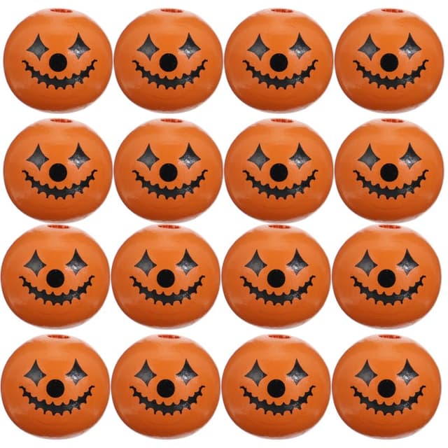 COHEALI 50 Stück Holzperlen Halloween- Holzdekor 🎃👻 Quastenbesatz Herbst-Abstandshalter Anhänger Holz-Bohe-Perlen Charms Halsketten Lose Perlen Diy-Bastelarbeiten Herstellung