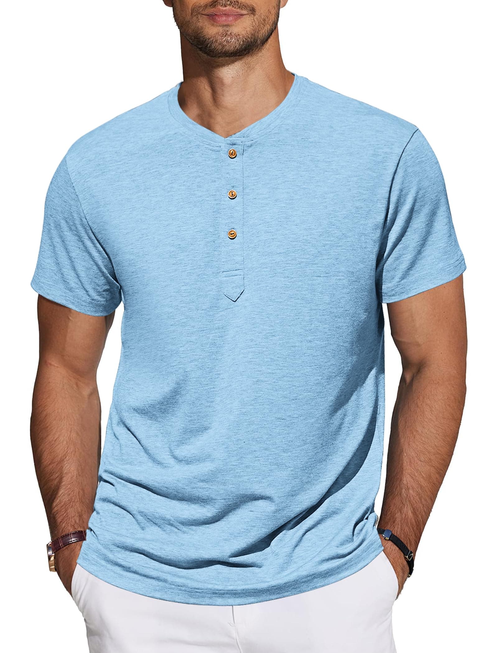 👕 TARAINYA Henley Shirt Herren Baumwolle T-Shirt Kurzarm Sommer Männer 👕