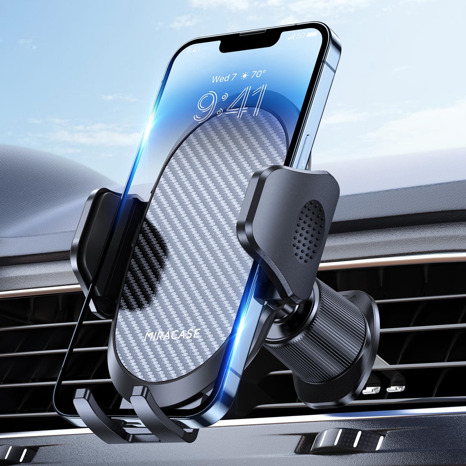 🚗 Miracase Handyhalterung Auto mit Stabilere Doppelhaken | Universale 360 Grad Vent KFZ Halterung